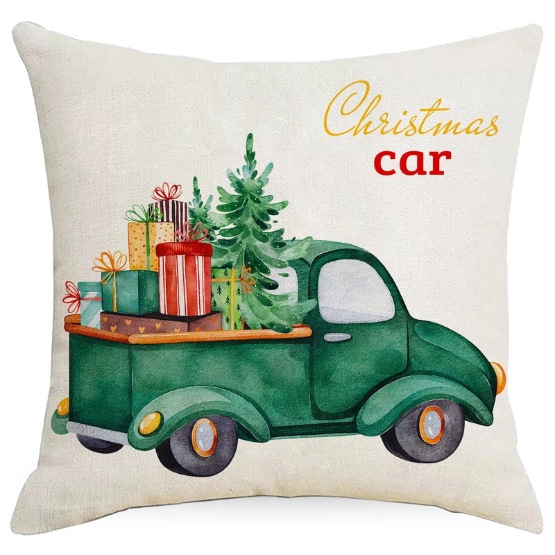 Fashion Christmas Tree Christmas Socks Letter Linen Pillow Cases