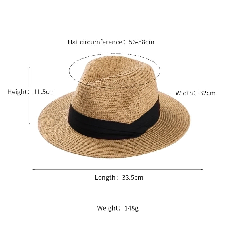 Top Hat Men Panama Straw Hat Women Foldable Sun-shade Beach Hat