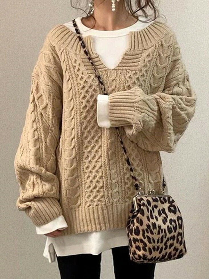 Slouchy Cable Knit Sweater