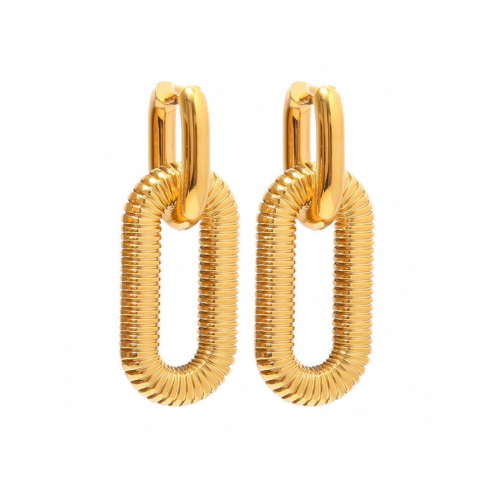 Quadrilateral Geometric Stainless Steel 18K Gold Plated Earrings