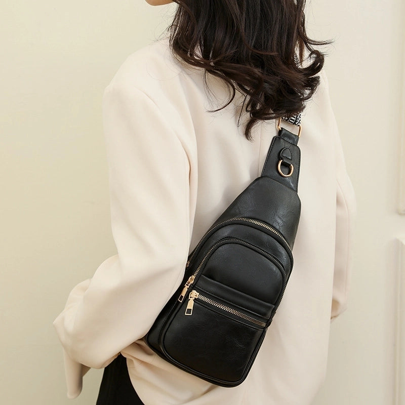 Women's Pu Leather Solid Color Vintage Style Classic Style Square Zipper Crossbody Bag Fanny Pack