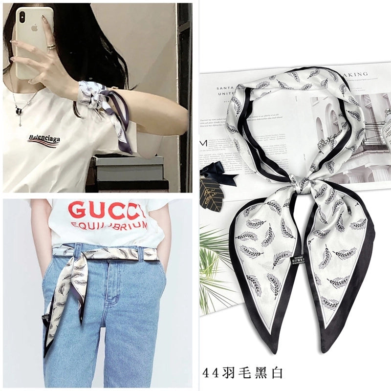 Women's Minimalist Color Block Polyester Printing Silk Scarf