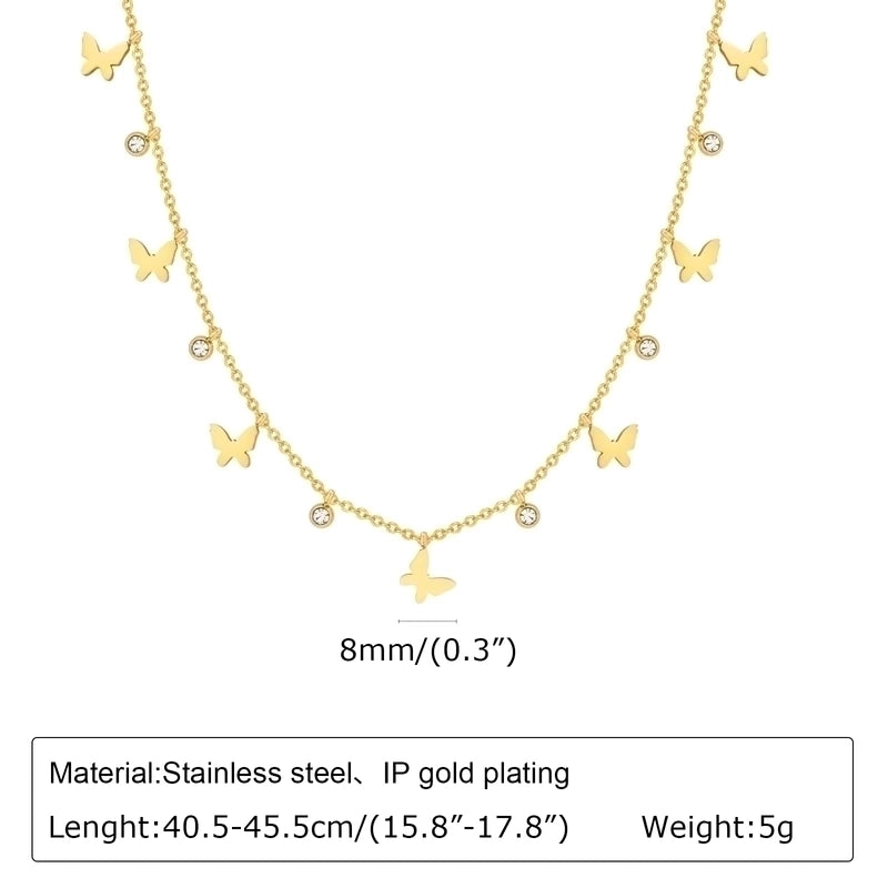 201 Stainless Steel Fairy Style Minimalist Plating Inlay Triangle Square Water Droplets Zircon Necklace