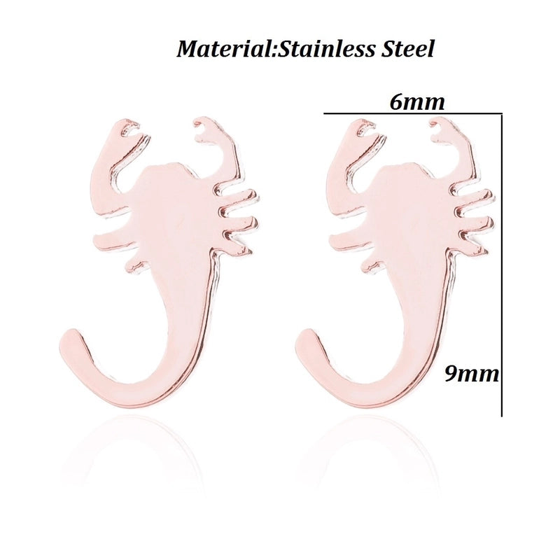 Minimalist Letter Cat Elephant Stainless Steel Plating Hollow Out Ear Studs 1 Pair