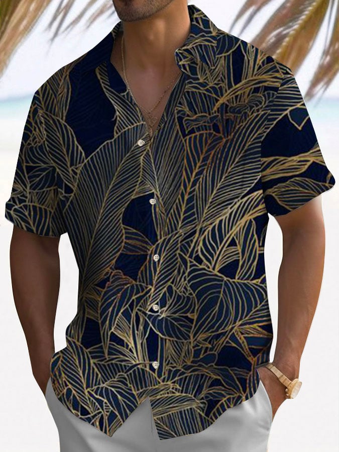 Casual Hawaiian Print Short Sleeve Pocket Shirt