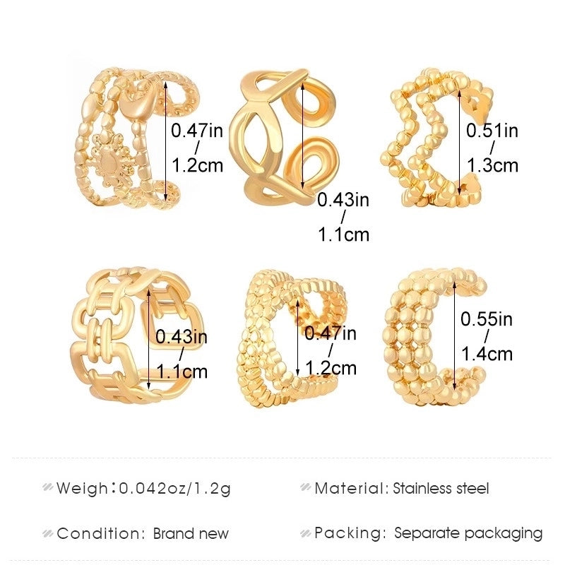 1 Piece Minimalist IG Style Geometric Plating 304 Stainless Steel Ear Cuffs