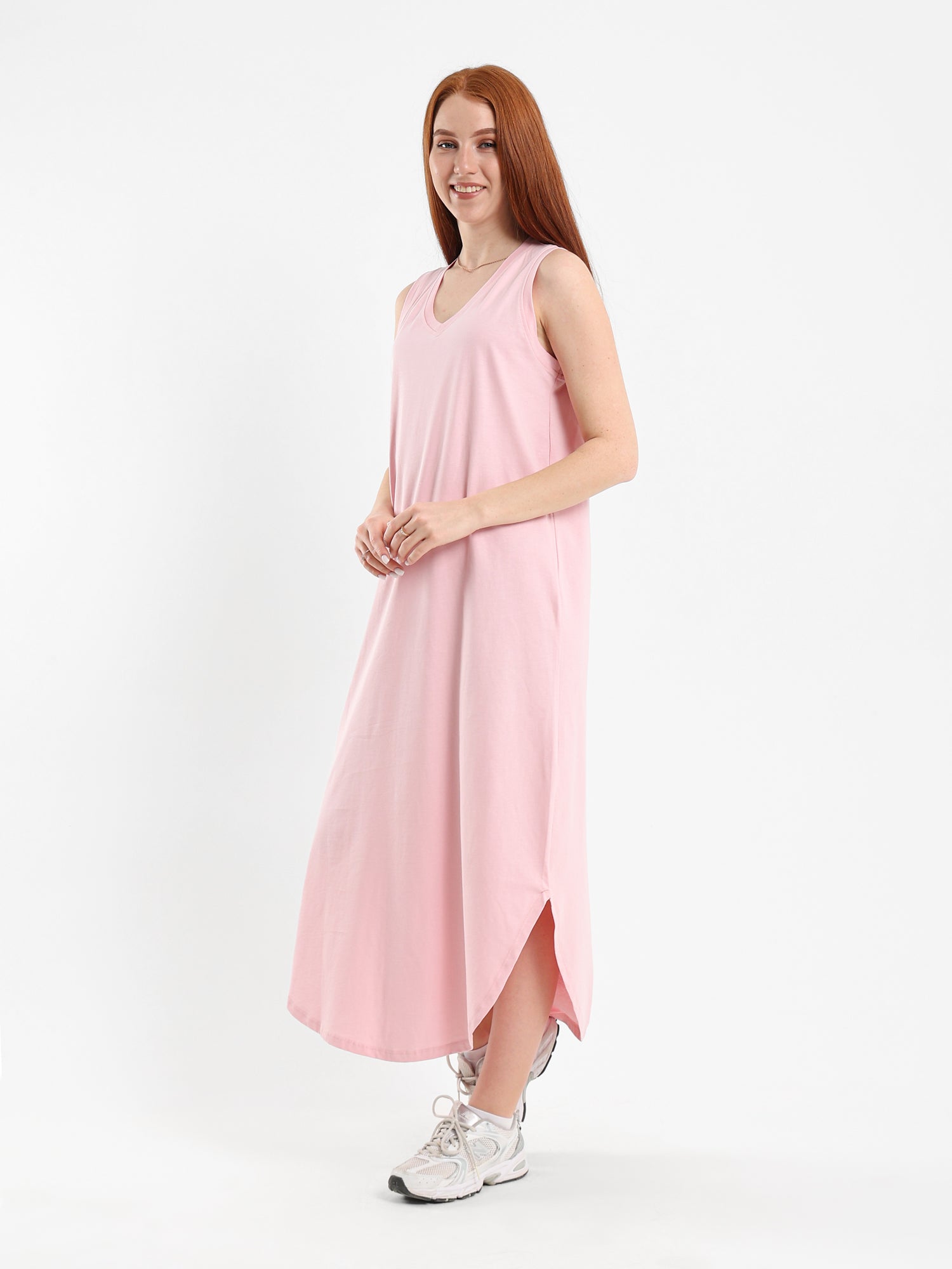 Sleeveless High-Low Midi Dress
