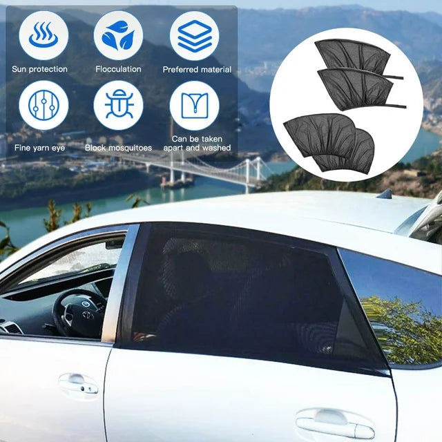 WindowShield UV Protection Car Side Window Curtain (Pack of 4)