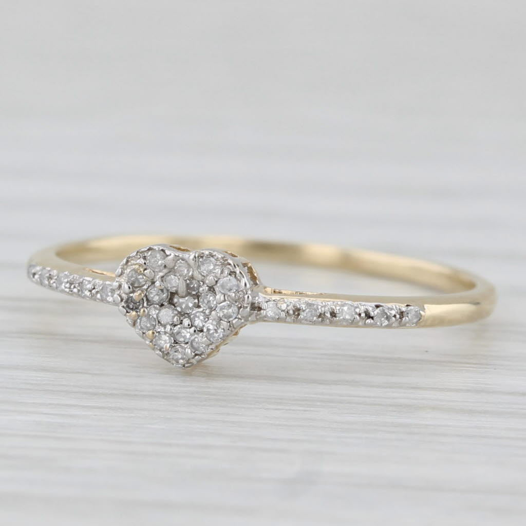 0.10ctw Small Diamond Heart Ring 10k Yellow Gold Size 7 Promise