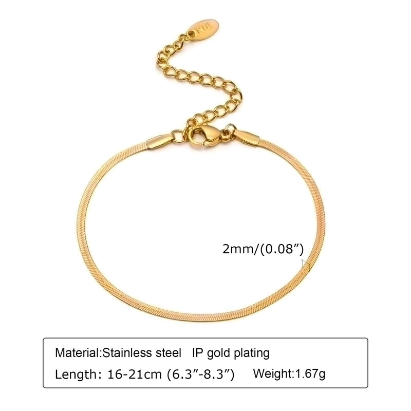 Classic Style Solid Color 304 Stainless Steel 18K Gold Plated Bracelets In Bulk
