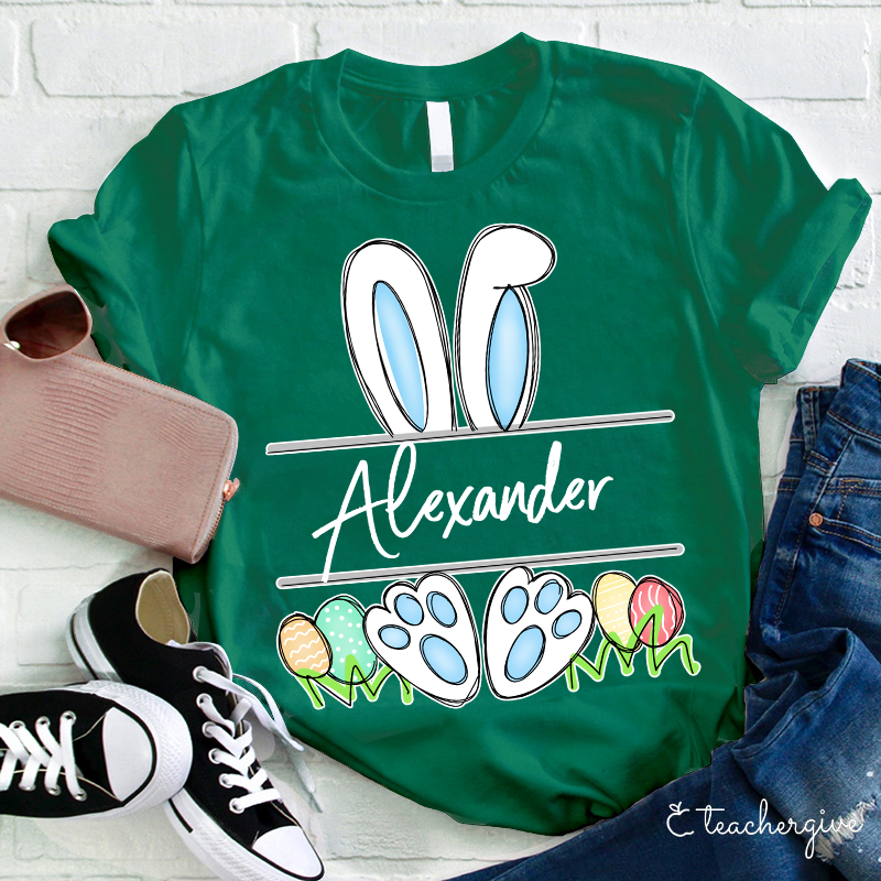 Personalized Name Easter Bunny Teacher T-Shirt