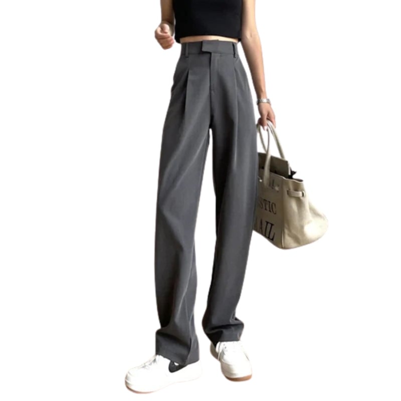 Women's Casual Loose Straight High Waist Long Pants With Pockets