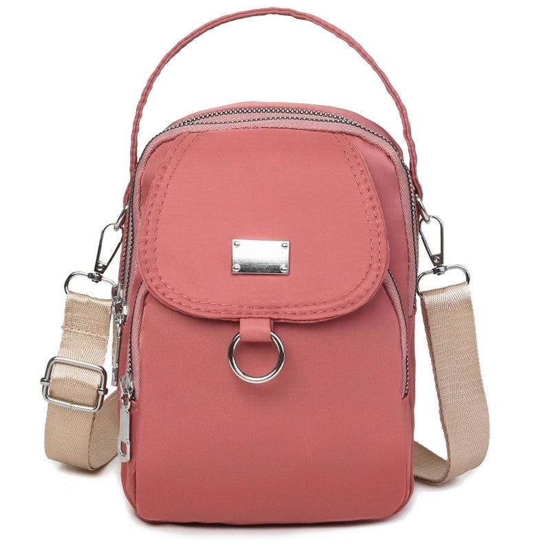 Women's Small Nylon Solid Color Basic Zipper Shoulder Bag
