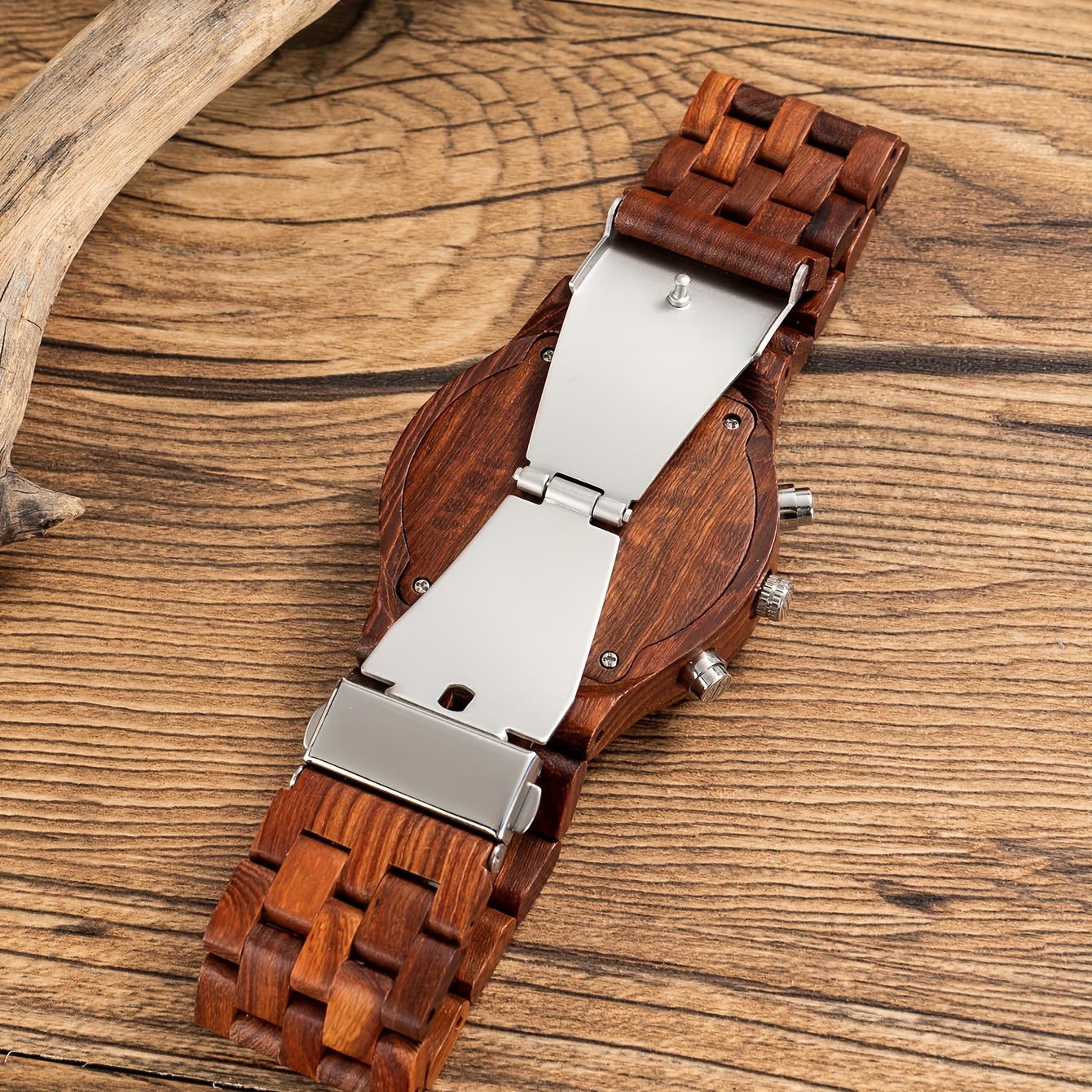 Natural Red Sandalwood Multifunctional Men's Quartz Wooden Watch