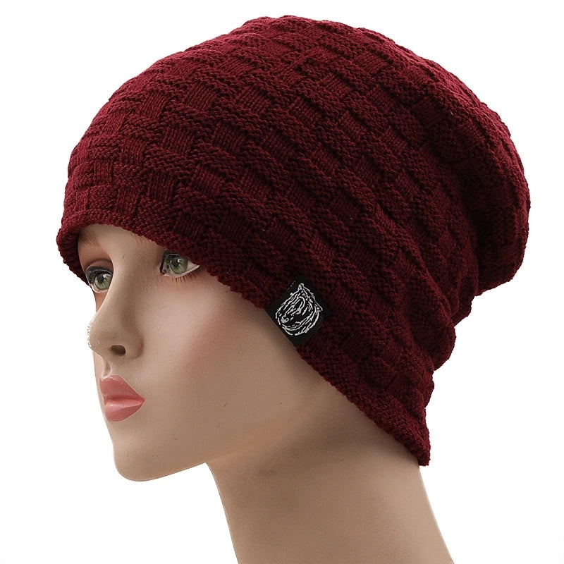 Simple Fashion Solid Color Knitted Thick Woolen Hats
