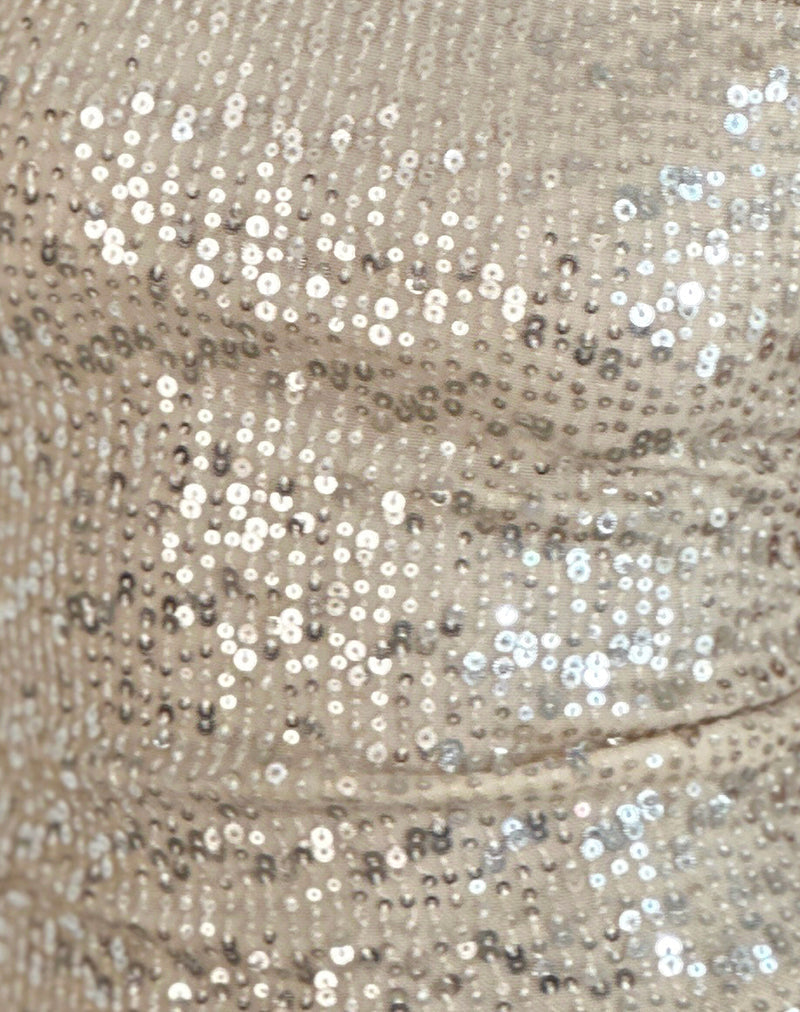 Erika Backless Top in Neutral Sequin