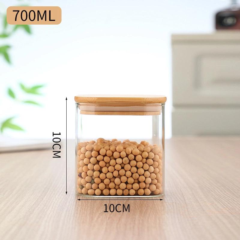 Minimalist Solid Color Wood Glass Storage Container Box