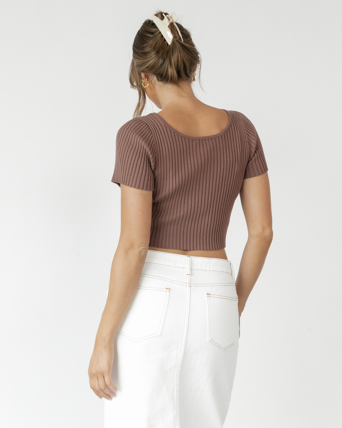 Pantano Knit Crop Top (Brown)