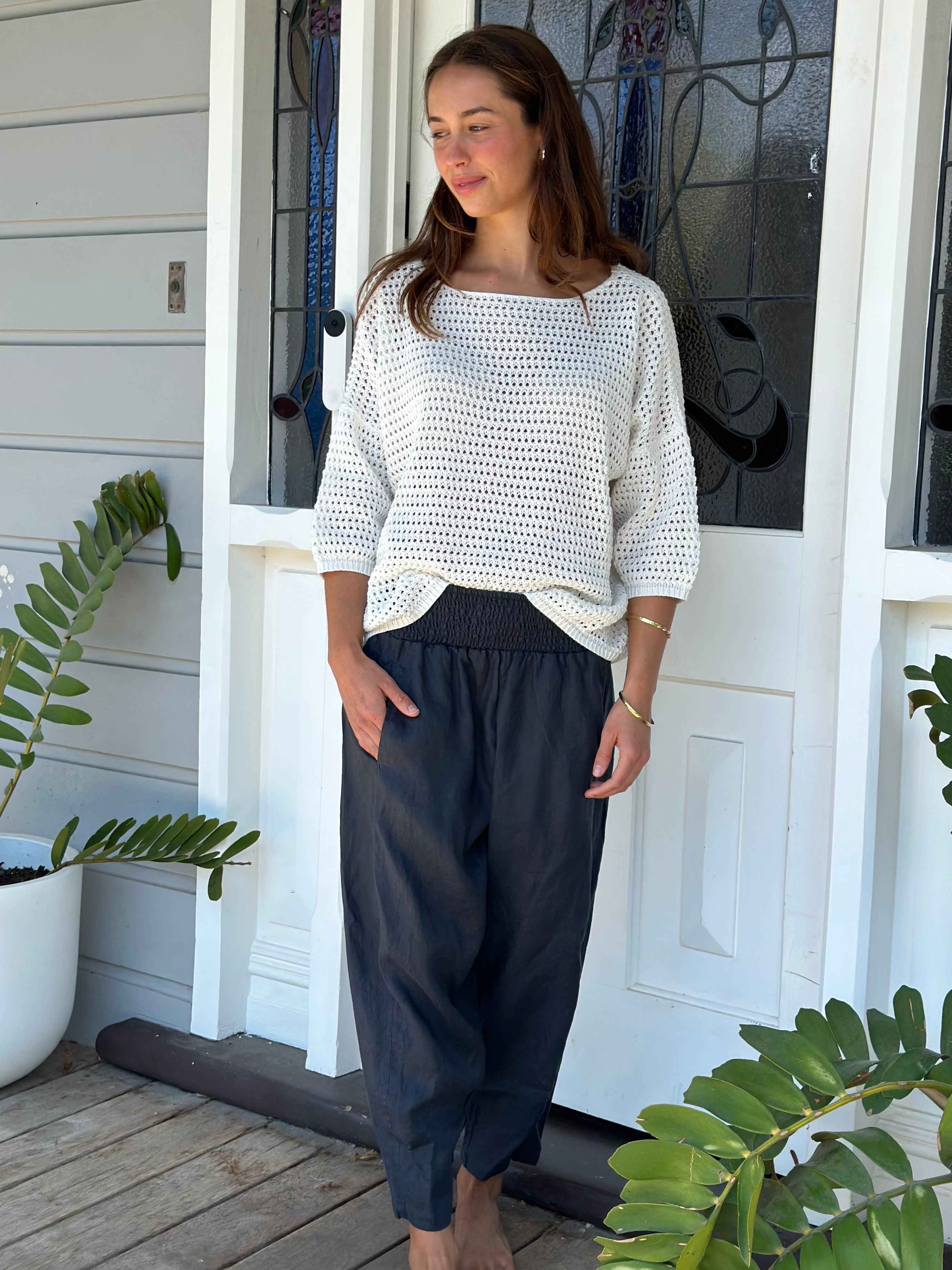 frankie pant -charcoal linen
