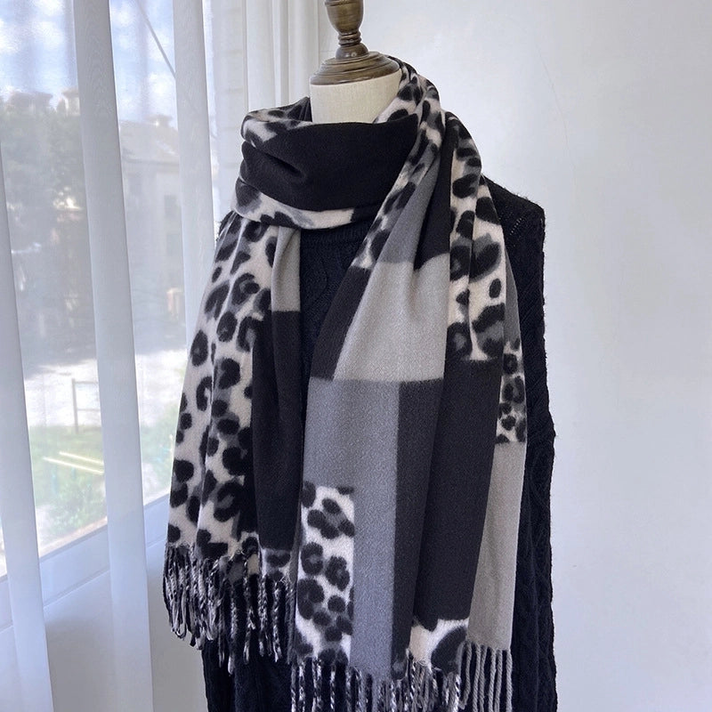 Women's Casual Plaid Imitation Cashmere Printing Tassel Scarf