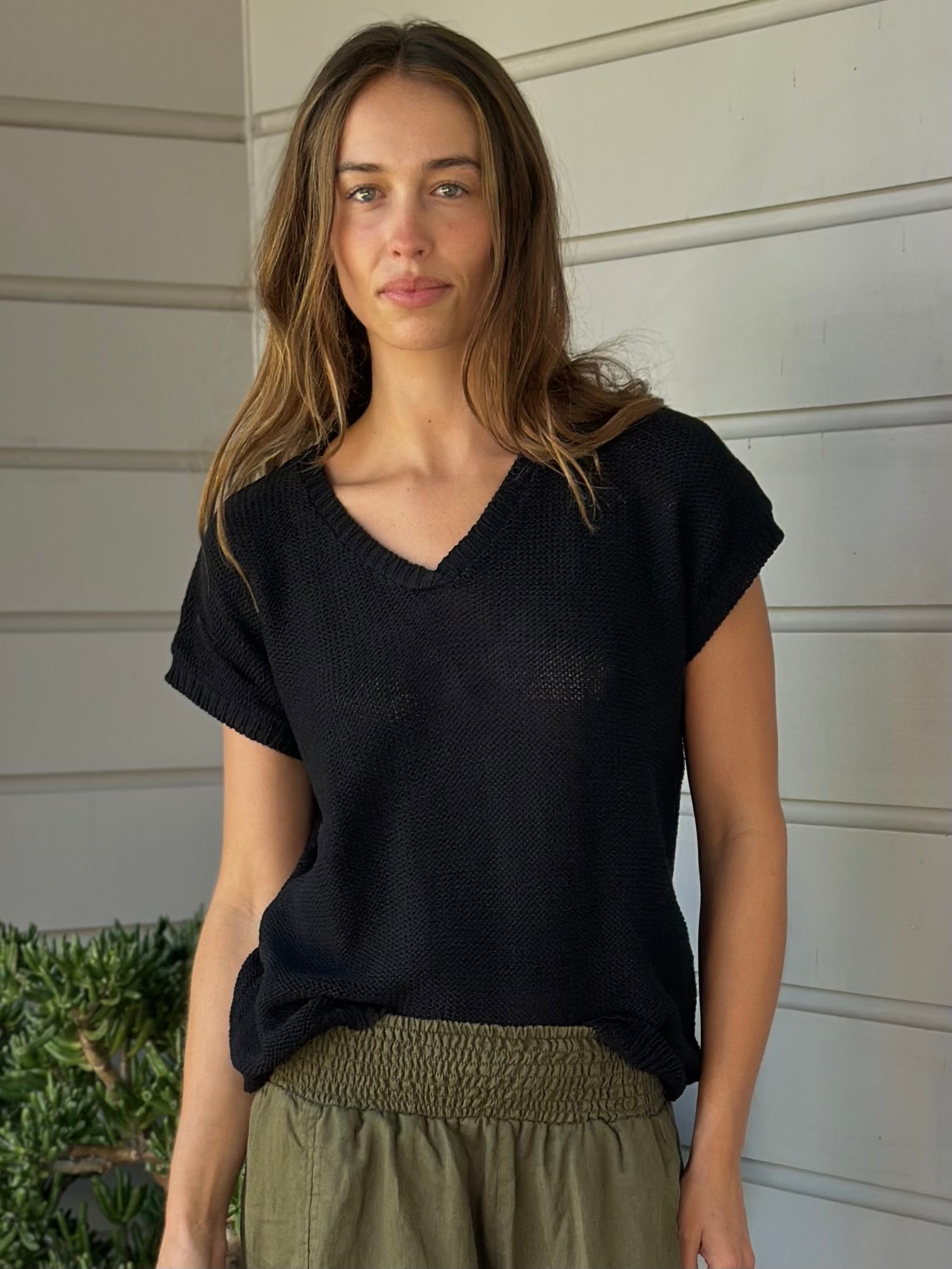 lara knit top - black cotton