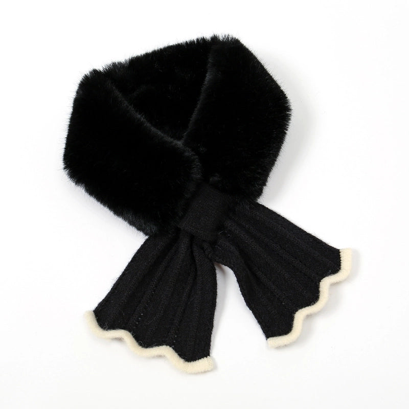Women's Minimalist Classic Style Solid Color Faux Rabbit Fur Scarf