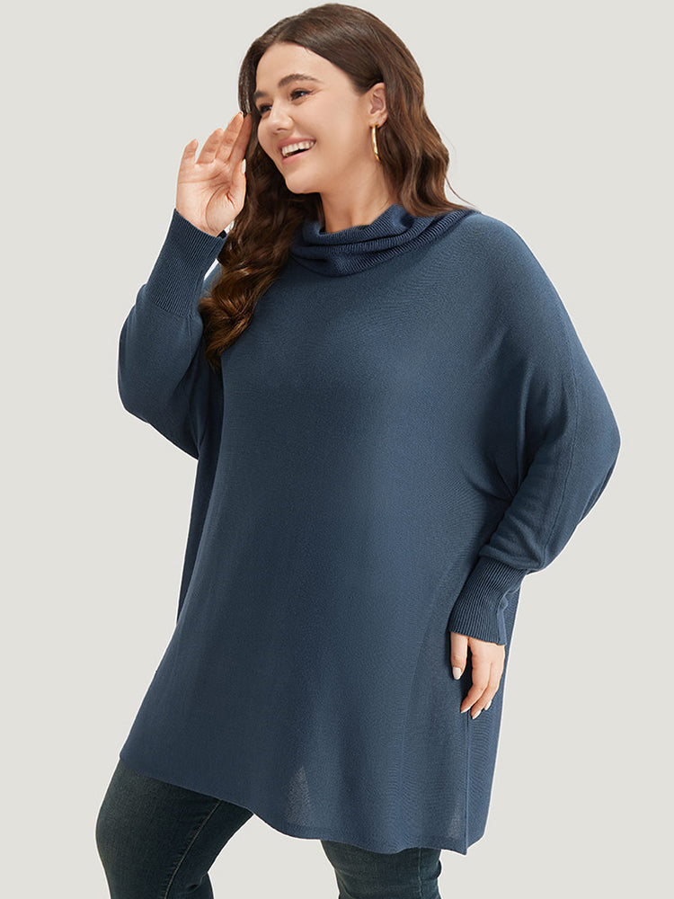 Supersoft Essentials Solid Turtle Neck Batwing Sleeve Pullover