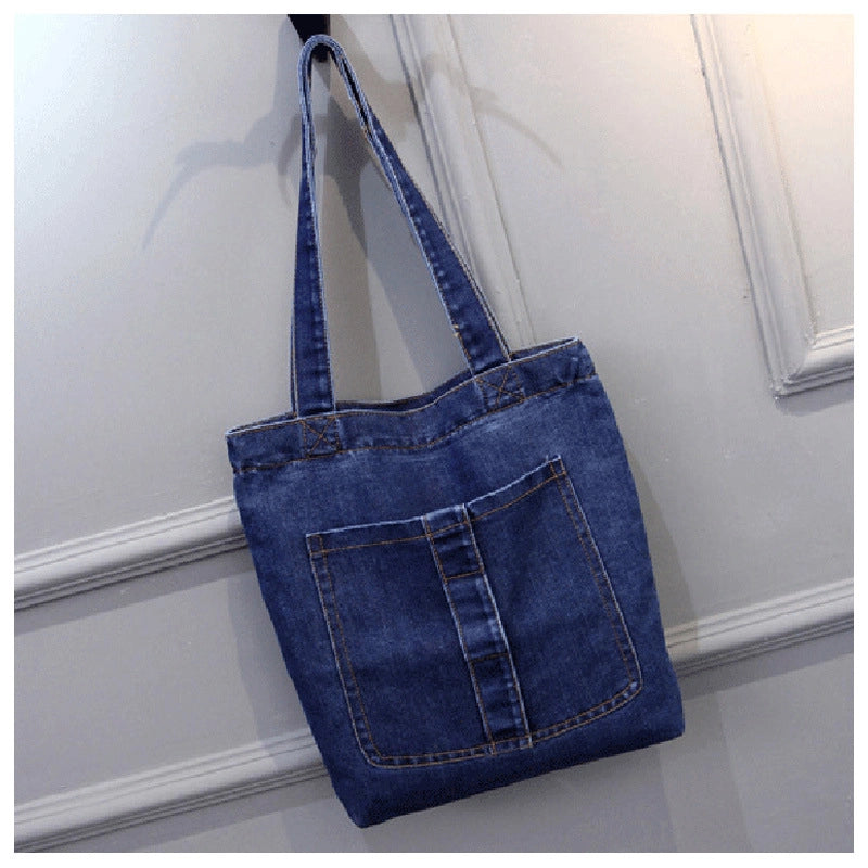 New Large Capacity Shoulder Bag Women's Casual Street Canvas Denim Shoulder Bag Shopping Bag Handbag