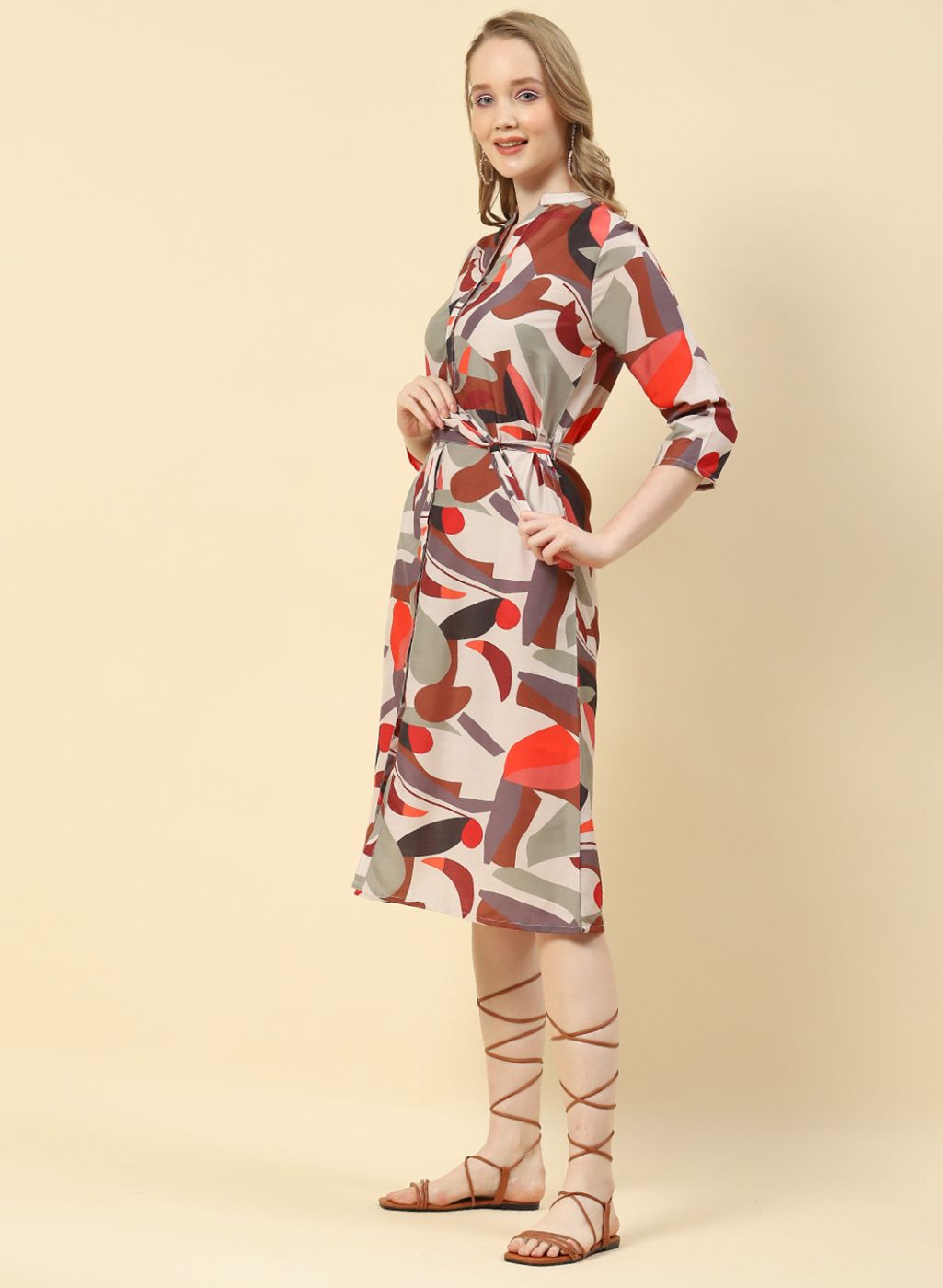 Women Brown Printed Dress