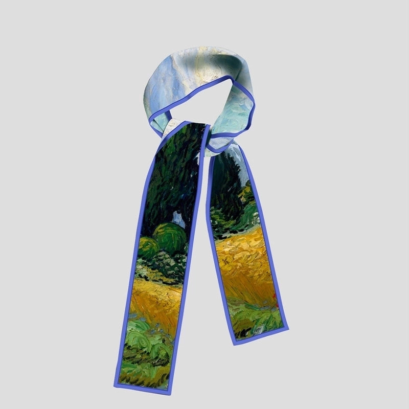 Women's Artistic Oil Painting Polyester Silk Scarf