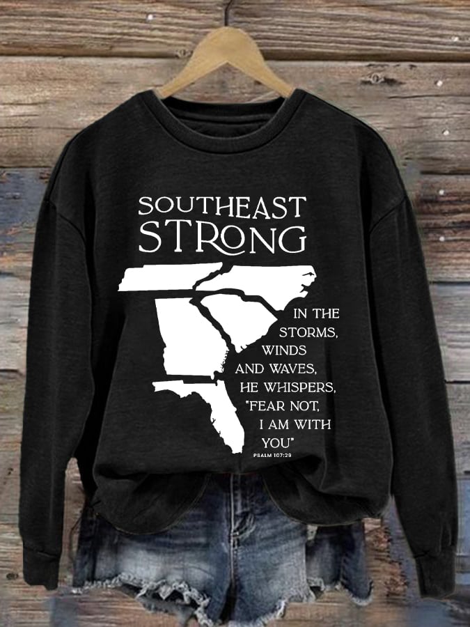 Women's Southeast Strong Hurricane Helene Print Round Neck Sweatshirt