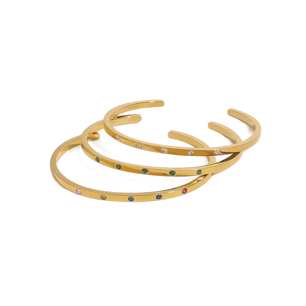 Stainless Steel Rhinestone Open Bracelet High Version Bracelet Titanium Steel Hand Jewelry Bracelet