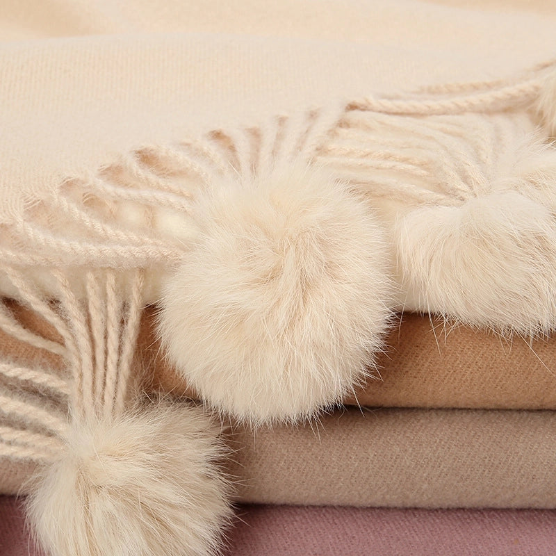 Women's Minimalist Classic Style Solid Color Imitation Cashmere Tassel Scarf