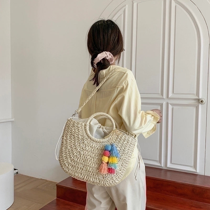 Women's All Seasons Straw Basic Beach Bag