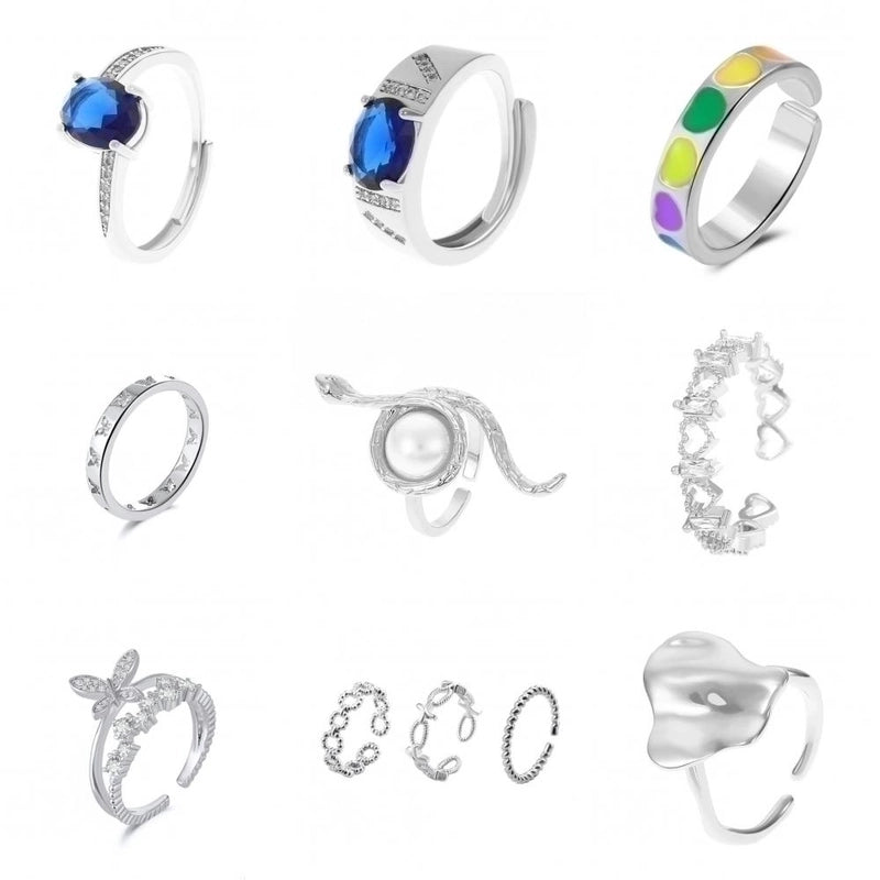 Lady Fashion Shiny Devil's Eye Heart Shape Flower Copper Plating Inlay Artificial Rhinestones Artificial Pearls Zircon Open Ring Rings