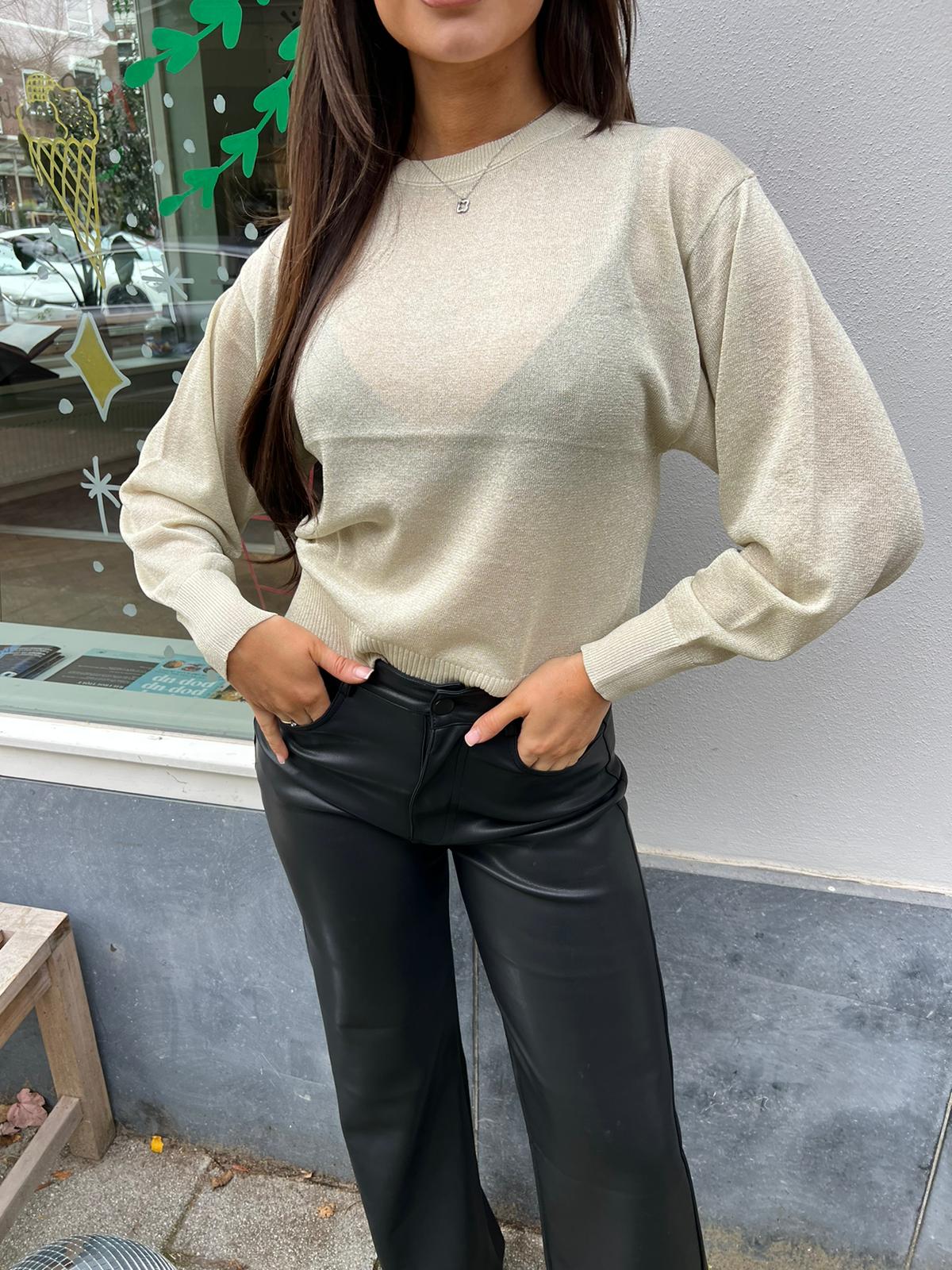 Belle shimer long sleeve beige