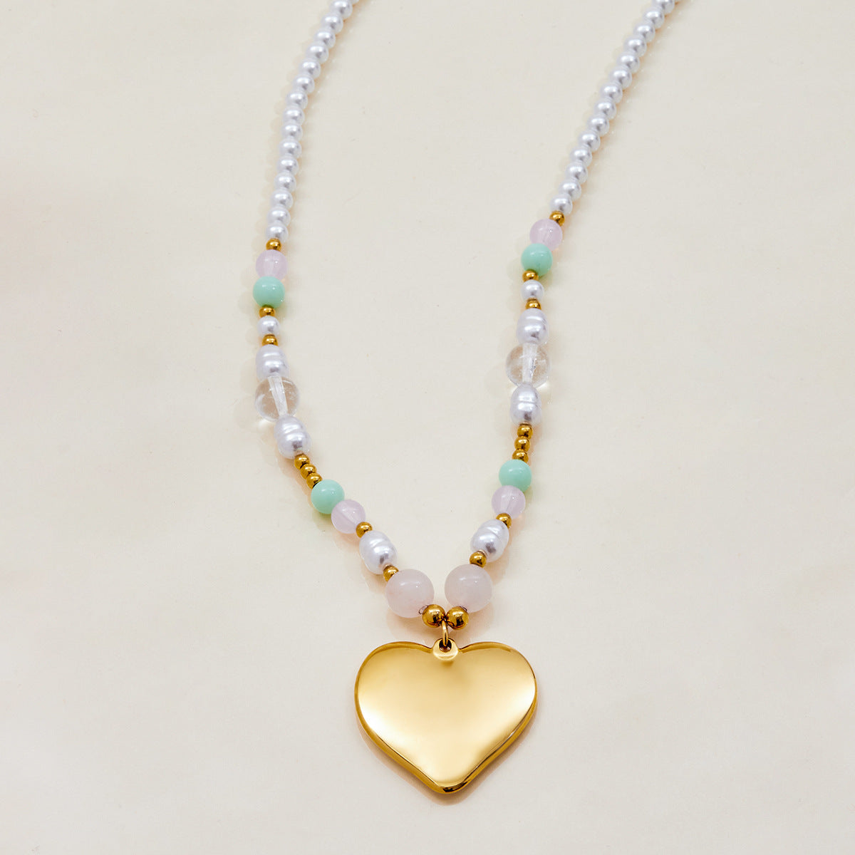 Stainless Steel Oil Drop Love Pearl Necklace Accessories Summer Necklace Hot Style Titanium Steel