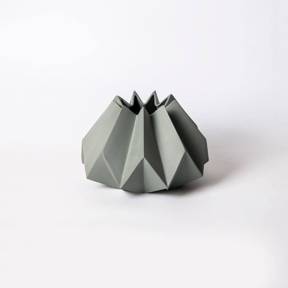 Origami Porcelain Vase Short - Grey