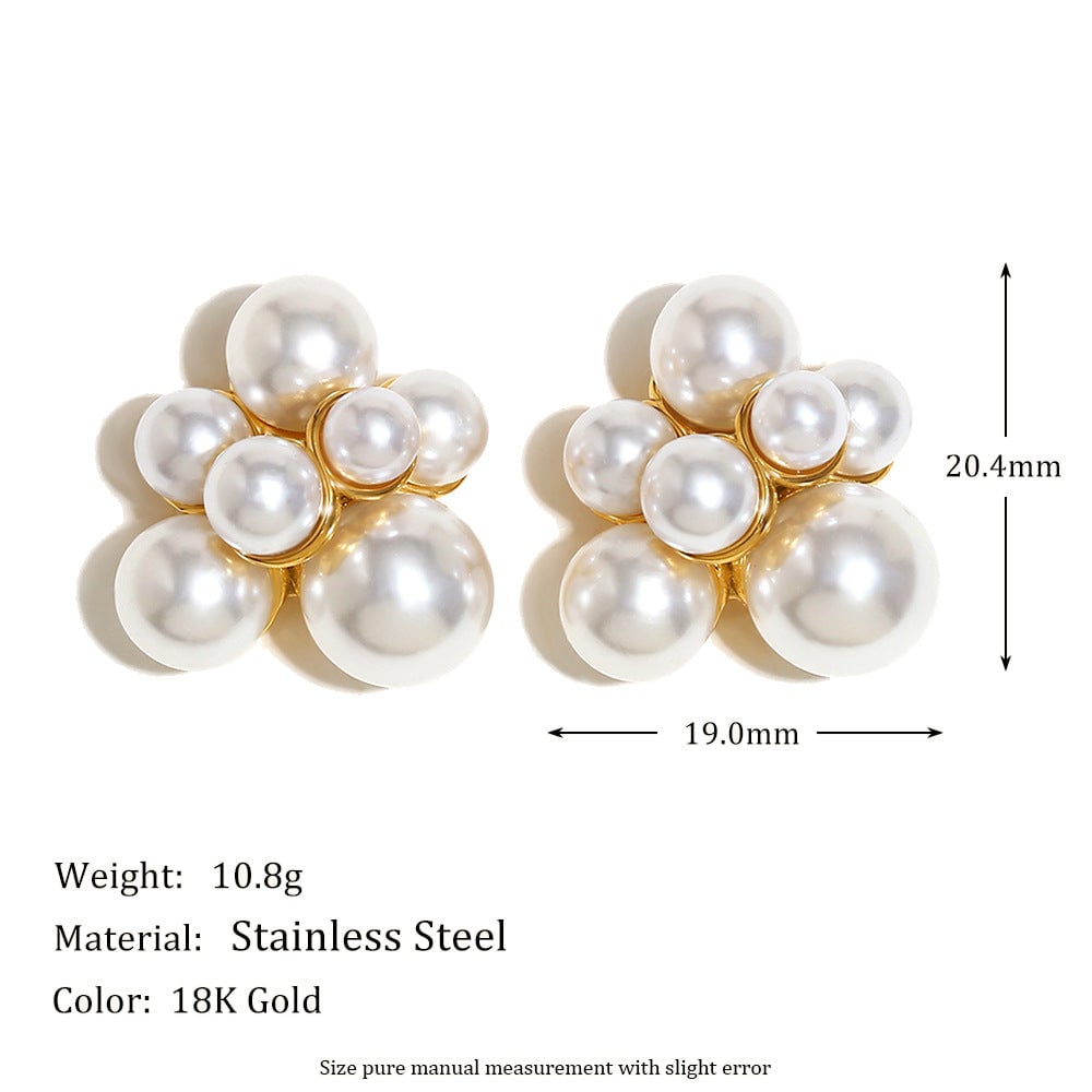 Fashion Geometric Pearl Black Onyx Eye Earrings Stainless Steel 18K Gold Plated Twisted Cross Earrings