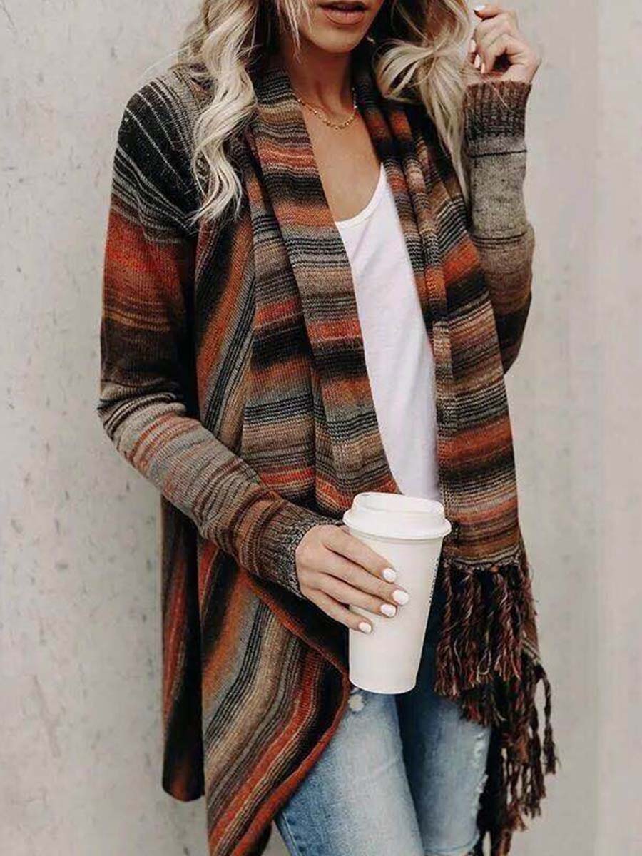 Striped Shawl Sweater