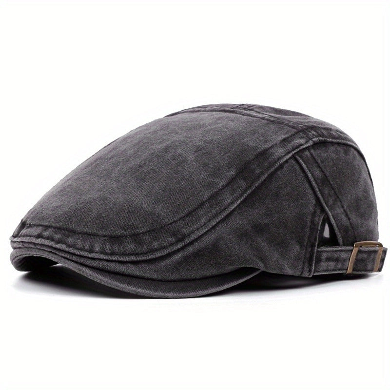 Men's Retro Classic Style Solid Color Short Brim Beret Hat