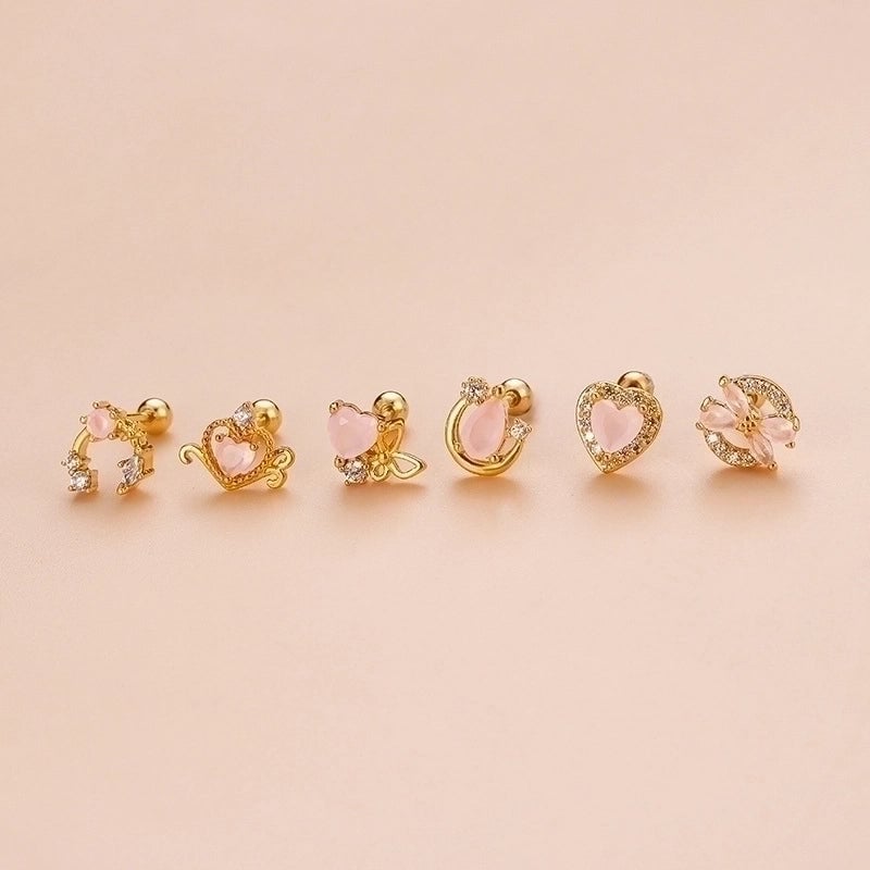 1 Piece Ear Cartilage Rings & Studs Sweet Heart Shape Bow Knot 316L Stainless Steel  Copper Plating Zircon