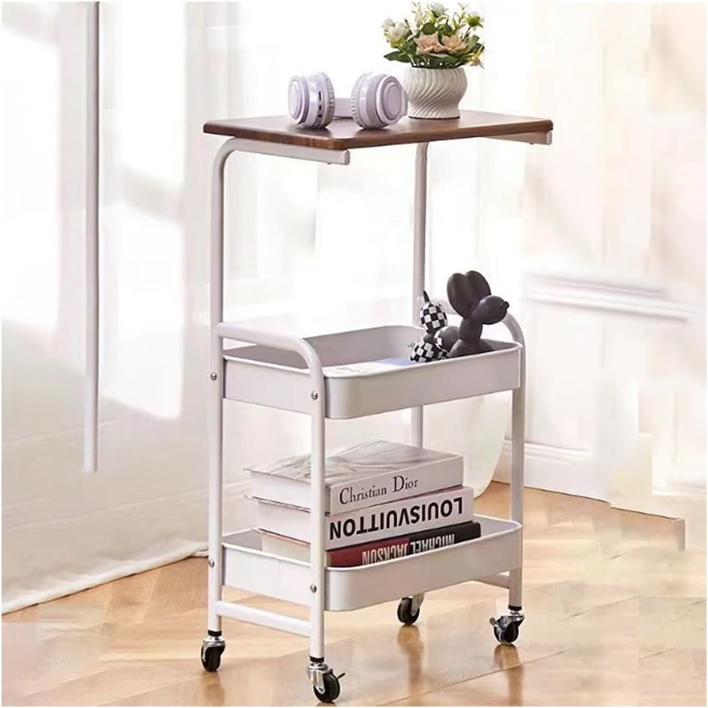 Multi-Layer Kitchen Living Room Storage Shelf Trolley With Table Board Cart