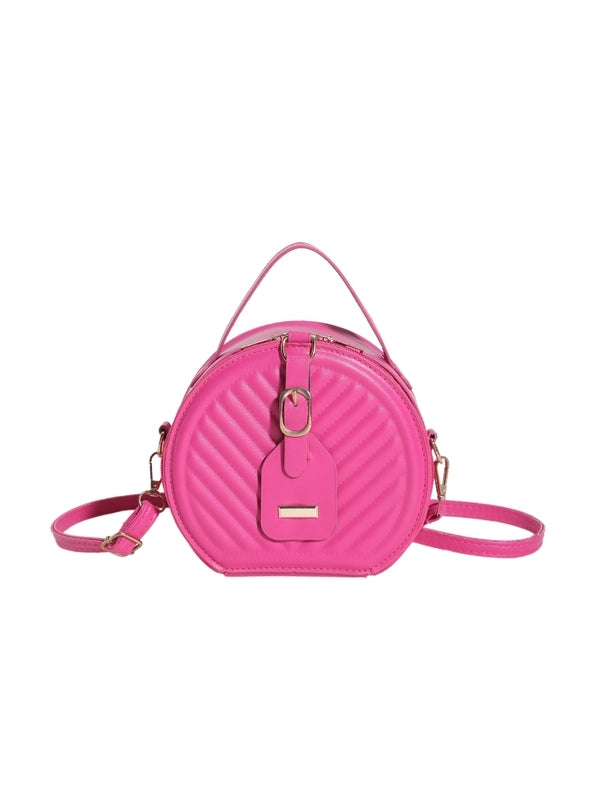 Women's Pu Leather Solid Color Elegant Round Zipper Handbag