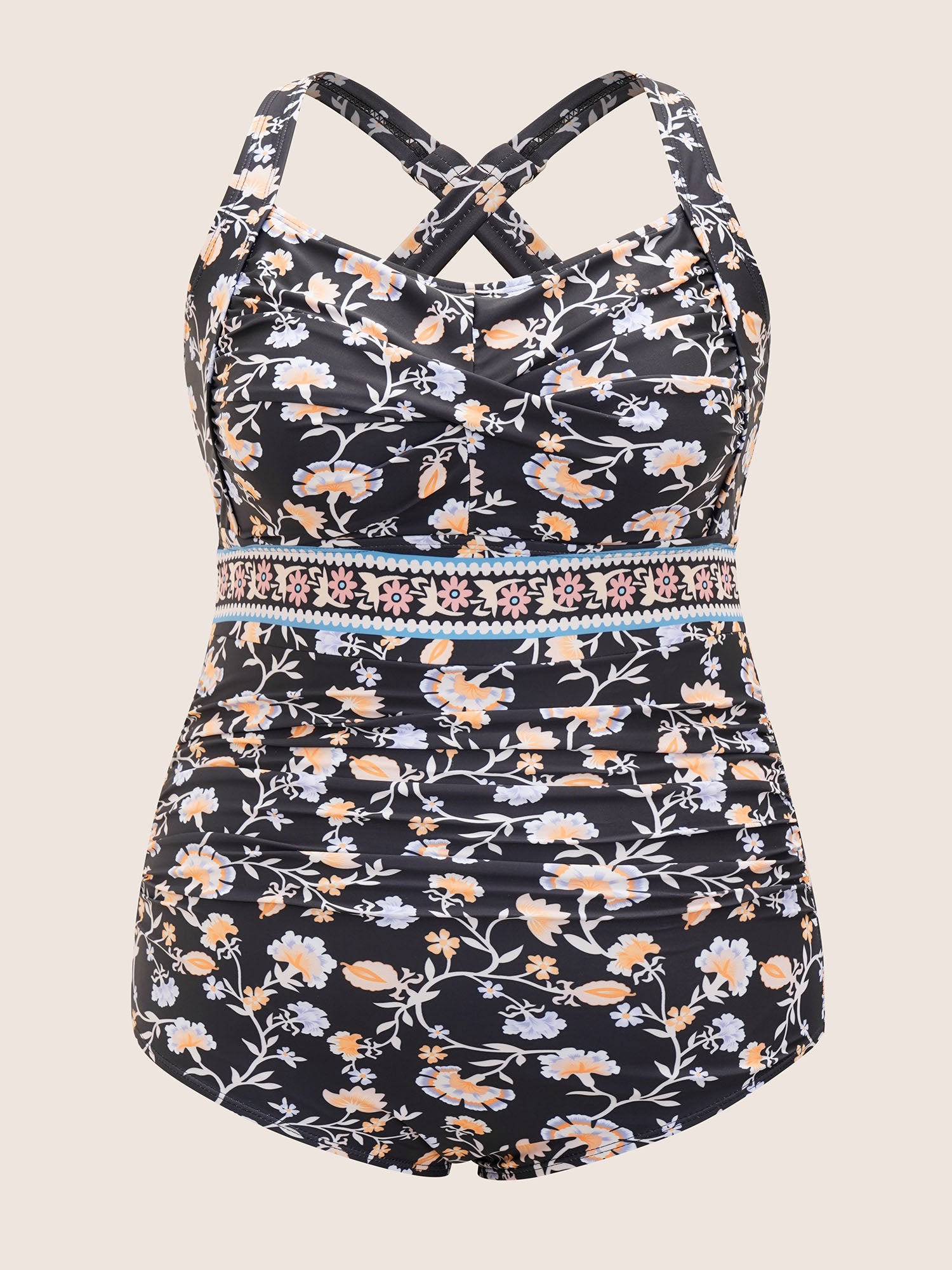 Bandana Print Twist Front One Piece Swimsuit