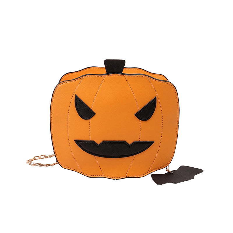 Halloween Women's Medium Pu Leather Pumpkin Vintage Style Zipper Shoulder Bag