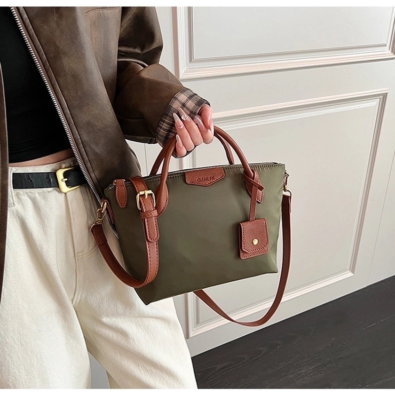 Women's Oxford Cloth Solid Color Elegant Square Zipper Handbag