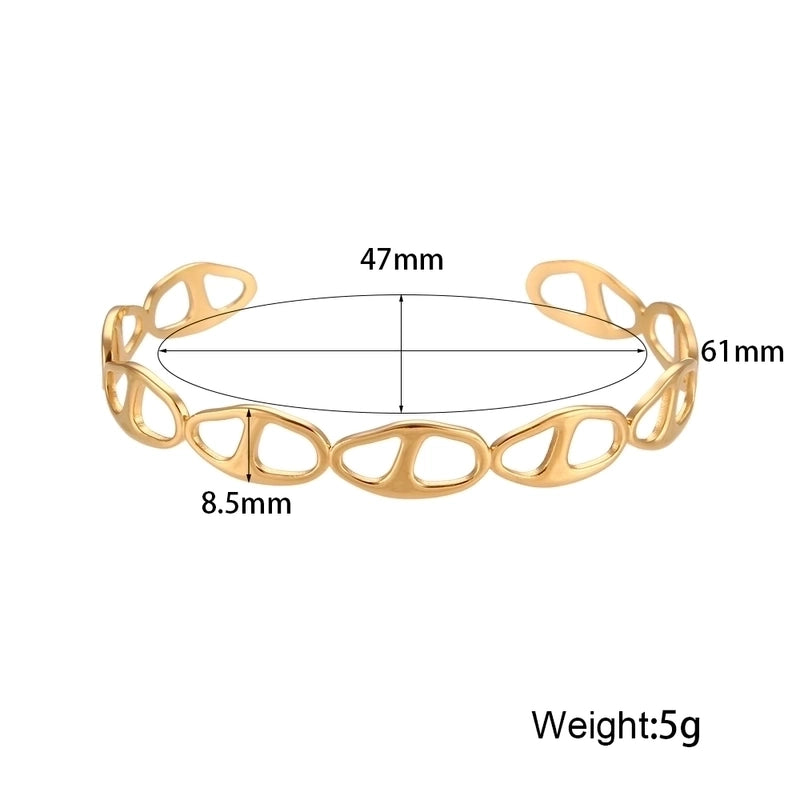 Retro Stripe Heart Shape 304 Stainless Steel 18K Gold Plated Bangle In Bulk