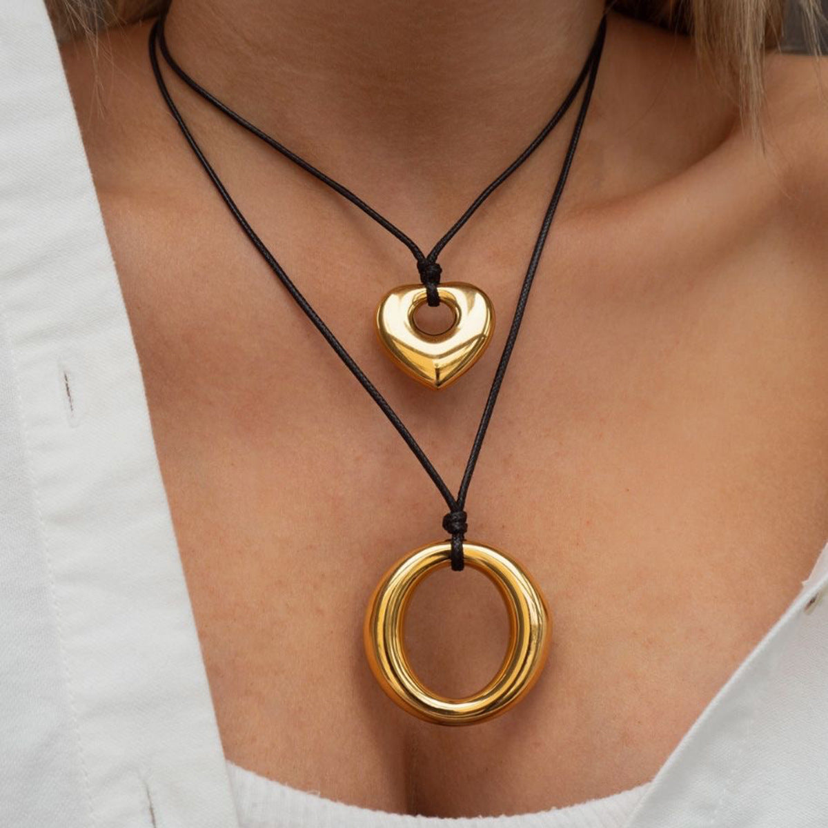 Jie Ding Black Rope Titanium Steel Necklace Niche Design Clavicle Chain Hot Style Stainless Steel