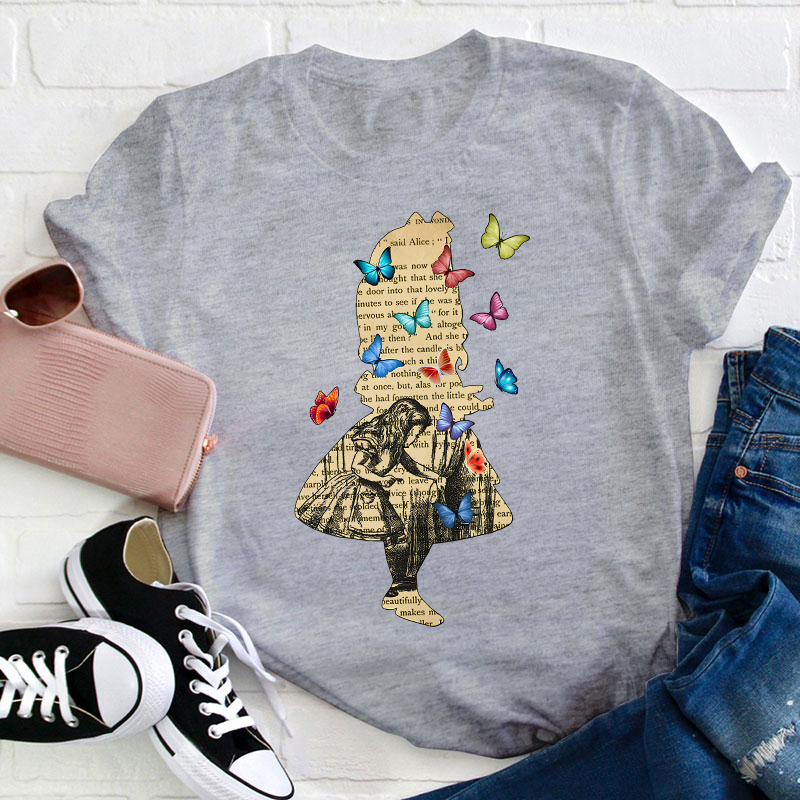 Vintage Wonderland Butterfly Teacher T-Shirt